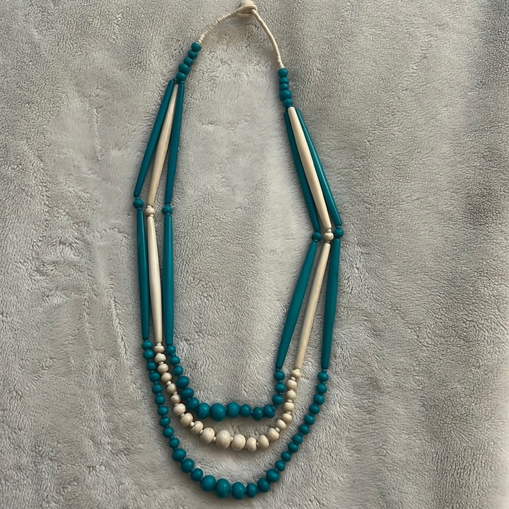 Boho wood beaded neckless